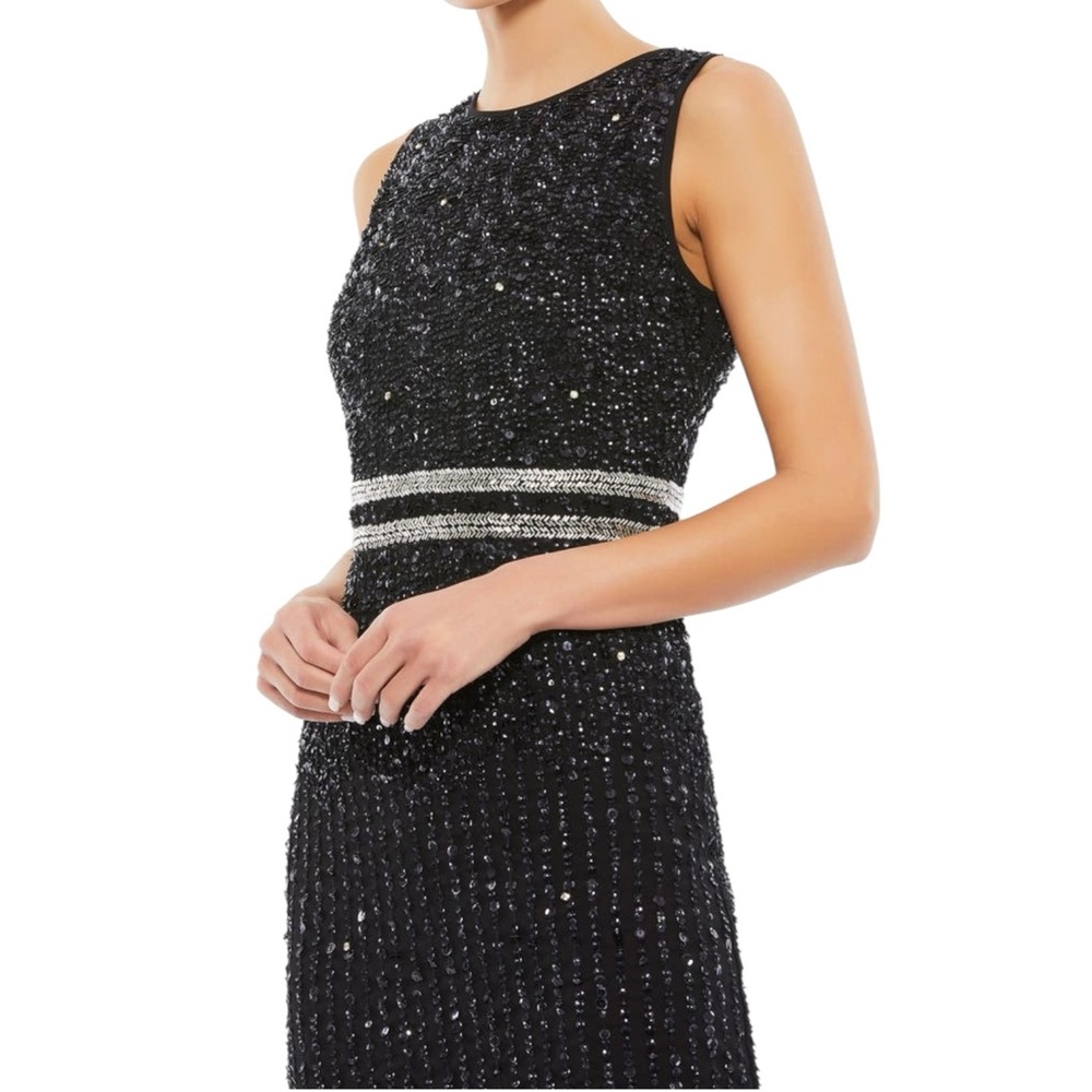 Mac Duggal Gown Black Sequin beaded Sheath women’s size 6 NWT midi dress - Picture 9 of 9